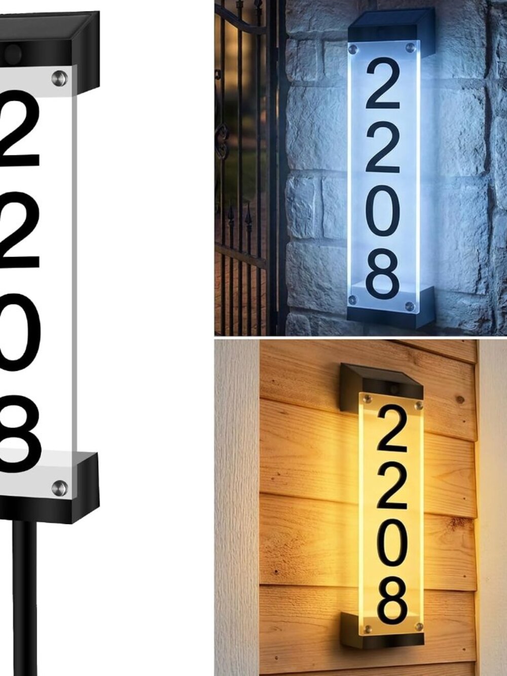 Solar House Numbers for Outside Lighted Address Sign Plaque